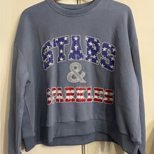 QUEEN OF SPARKLES Blue Stars & Sparkles Sweater